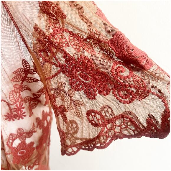 Shyanne Embroidered Cardigan Womens O/S Brown Resort Beachy Coastal Boho Western - Picture 13 of 14